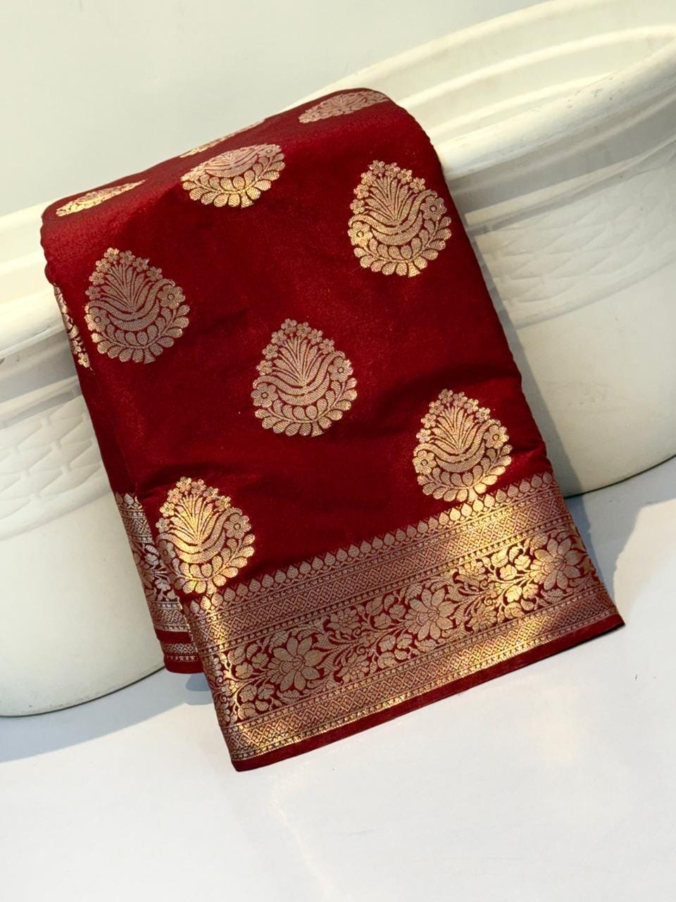 Deep Maroon Banarasi Fancy Katan Soft Silk Saree